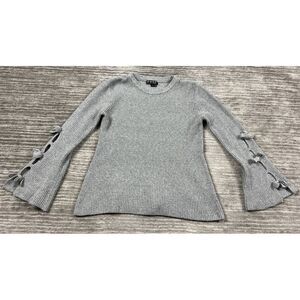 Poof New York Sweater Womens Small Gray‎ Long Sleeve Cotton Blend Bow